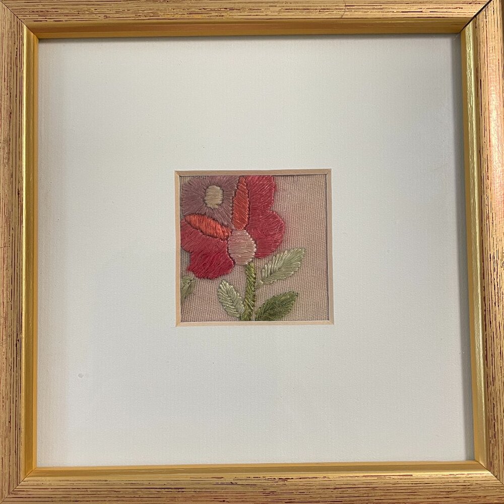 Framed Embroidery Flower Handcrafted from Sarajevo, Bosnia & Herzegovina
